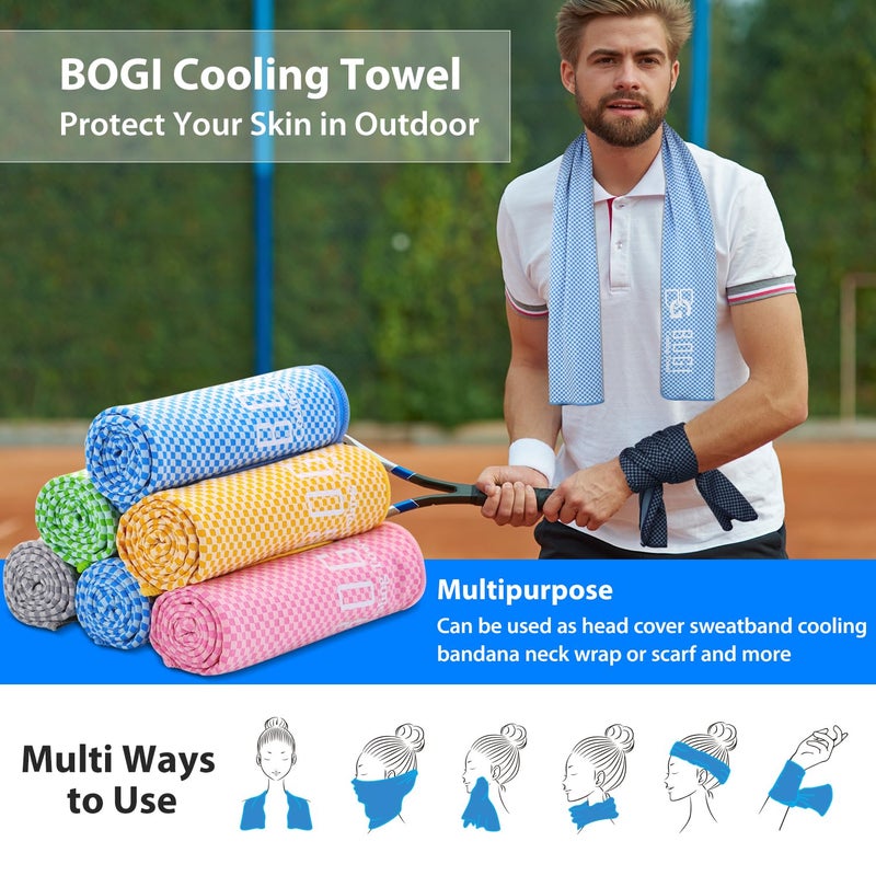 BOGI Cooling Towel  Cooling Towels for Neck and Face-40""x12""-Ice Towel for Instant Cooling  Soft Breathable Chilly Towel  Stay Cool for Yoga  Sport  Gym  Workout  Camping & More Activities (Blue) - Image 4